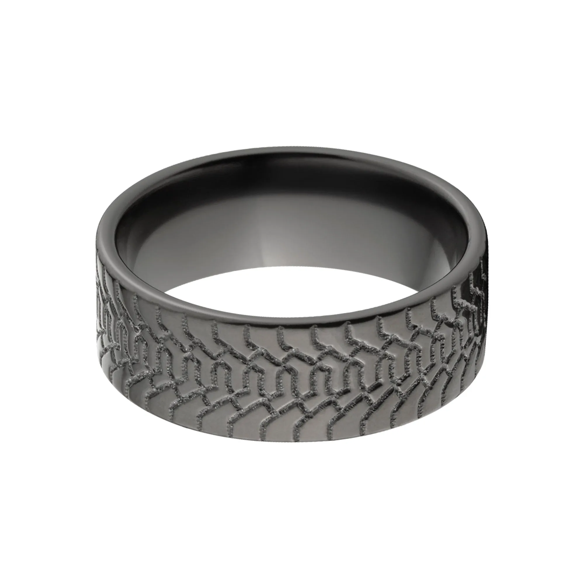 Matte Black Men's Ring - Tire Tread Wedding Band