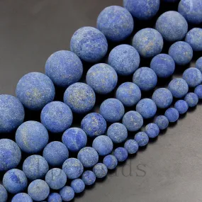 Matte Natural Lapis Lazuli Gemstone Round Loose Beads on a 15.5" Strand