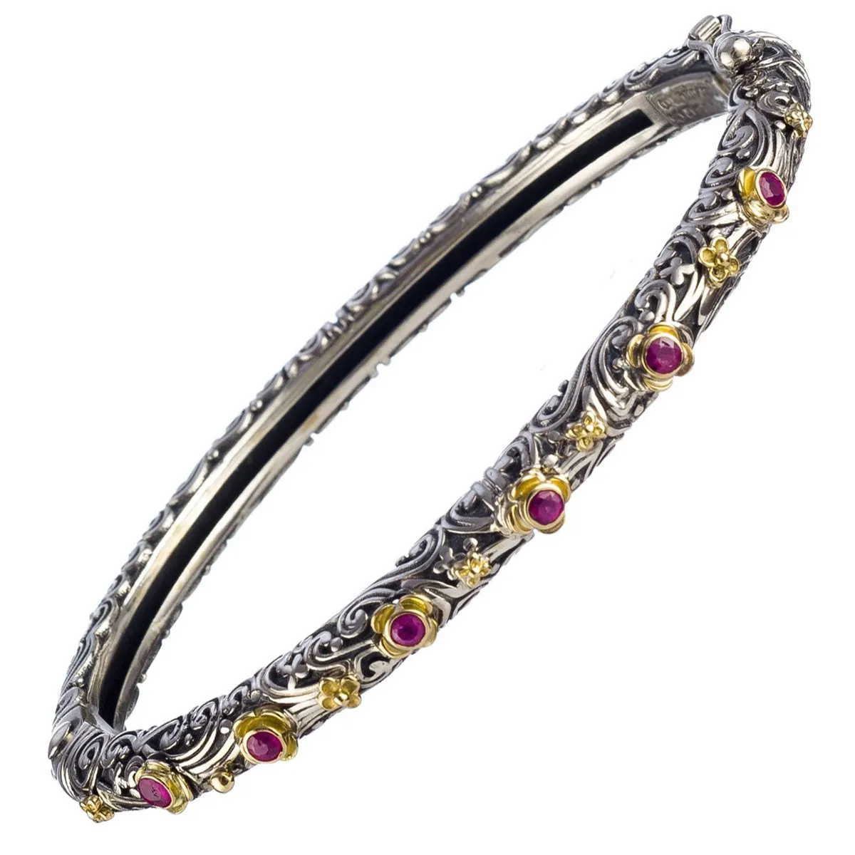 Meadow Breeze Ruby Flowers Bangle Bracelet