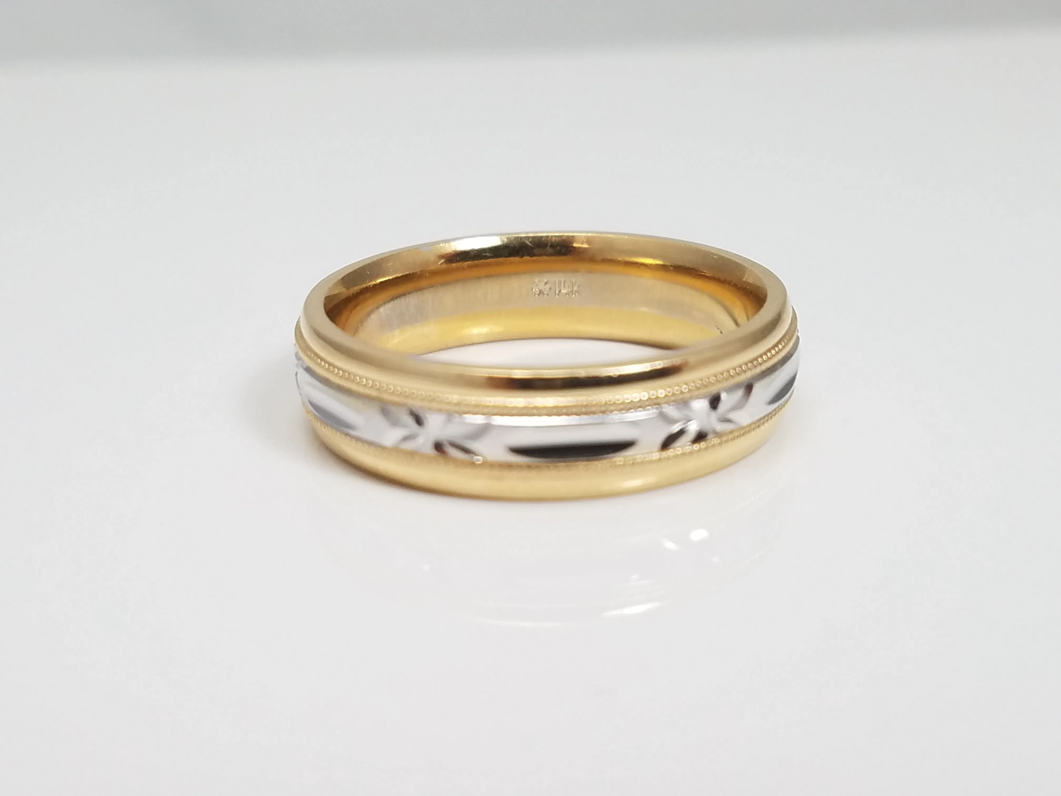 Men's 14k Two Tone Gold Comfort Fit Wedding Band