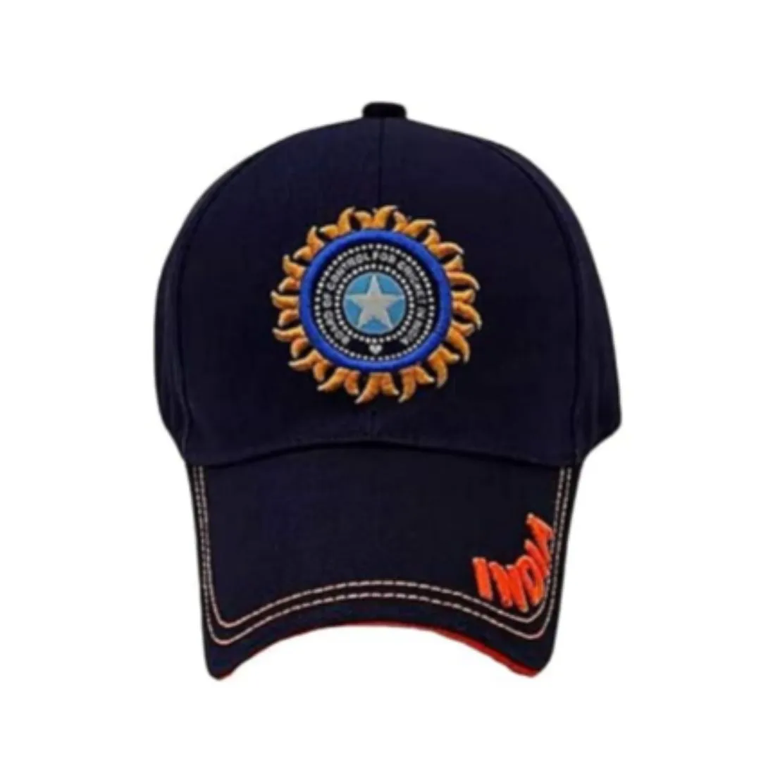 Men's and Women's India Cricket Cap | Unisex Cricket Cap | All Sports Cricket Caps, Black (Colour And Design May Vary)