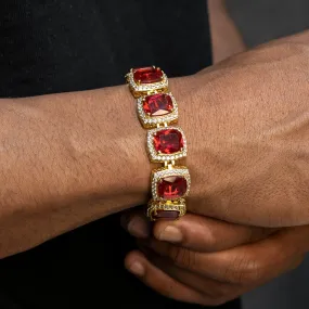 Mens Gold Iced Ruby Bracelet