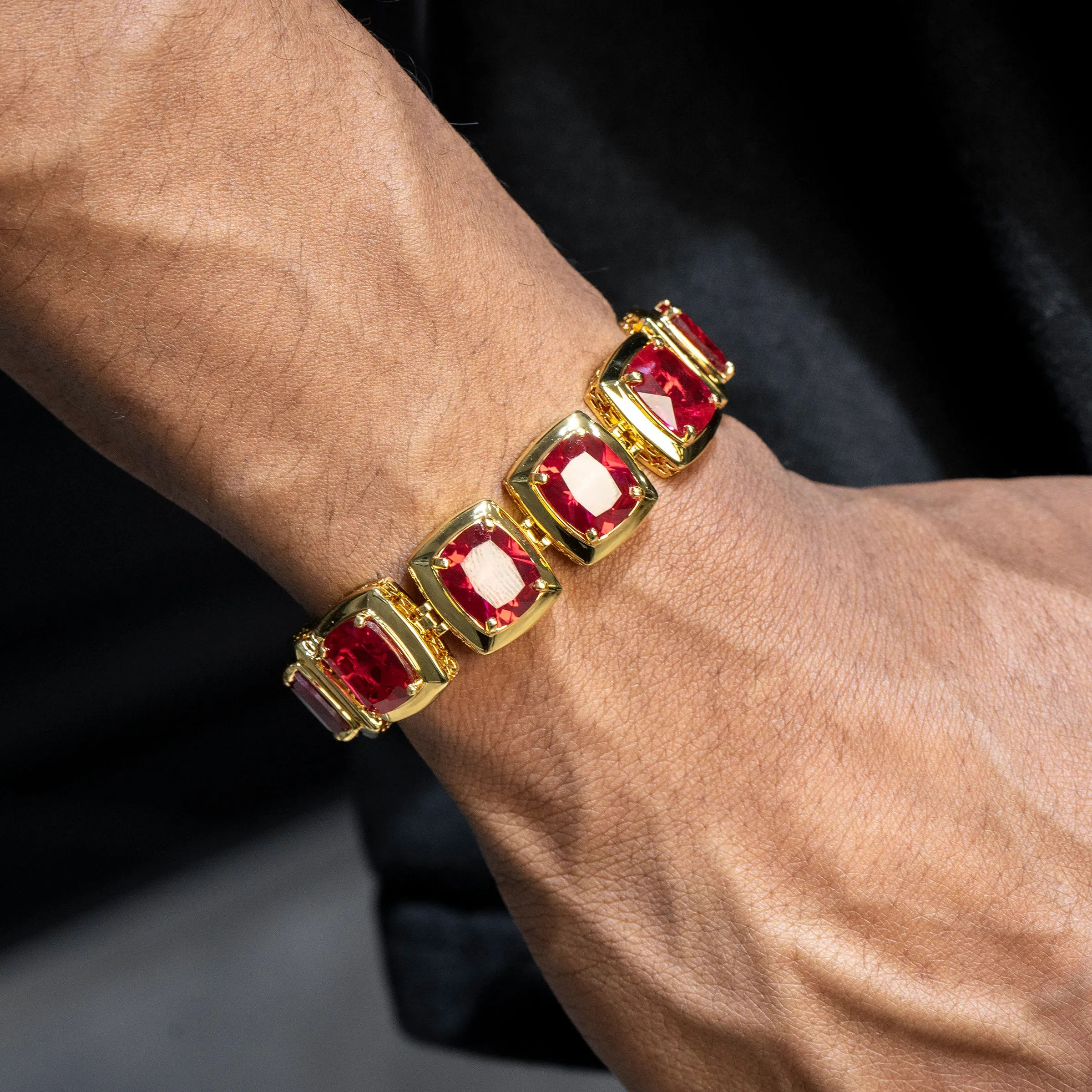 Mens Gold Ruby Bracelet