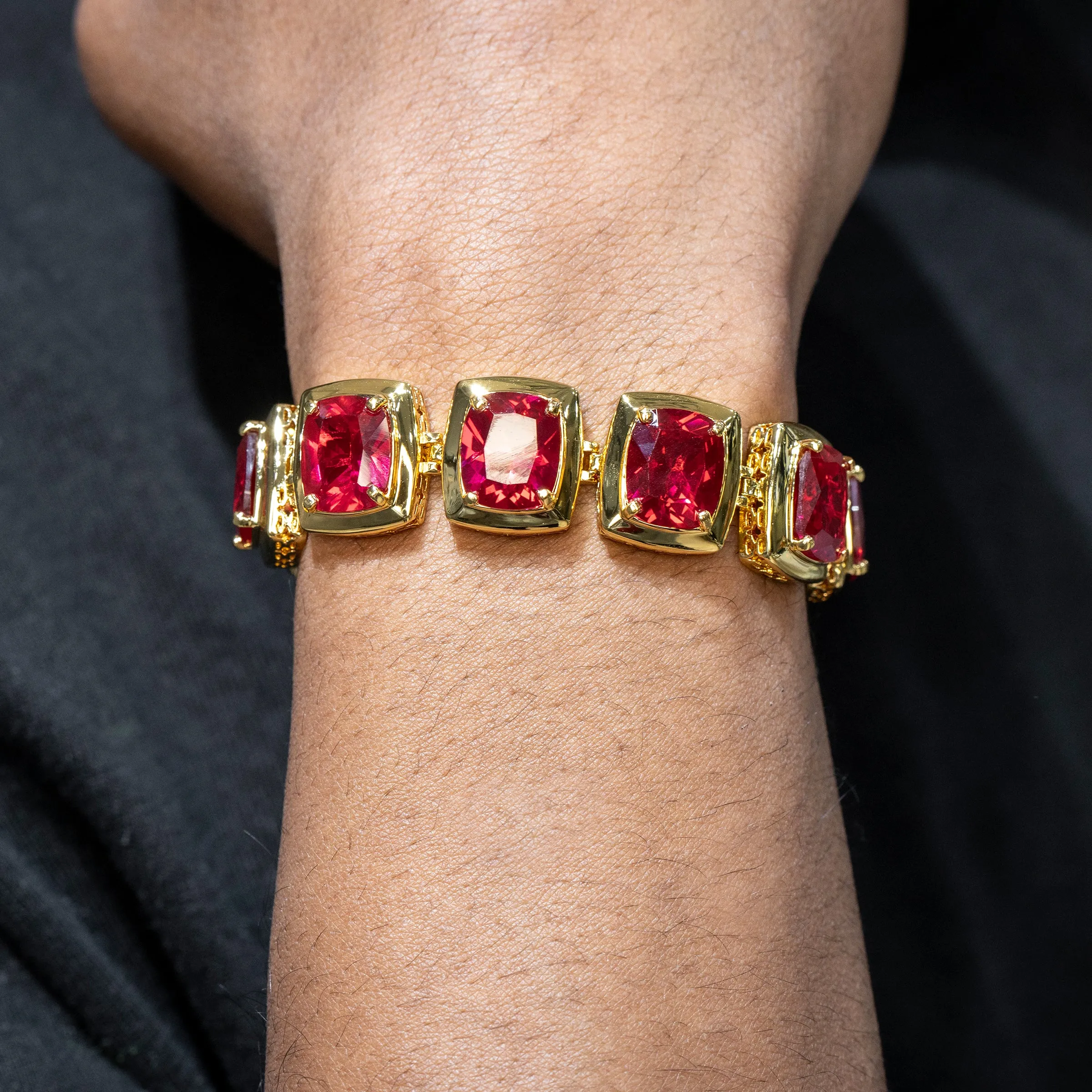 Mens Gold Ruby Bracelet