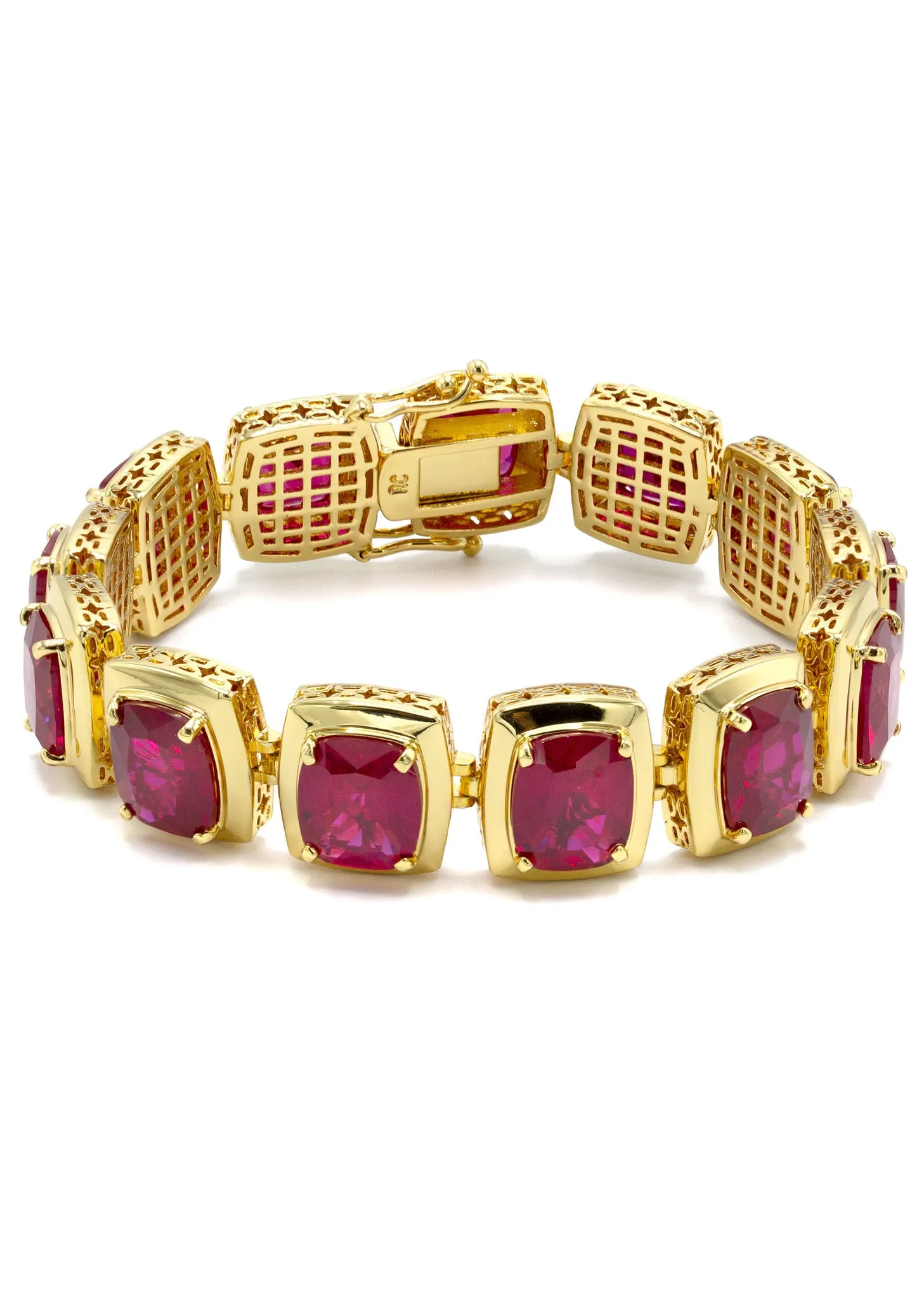 Mens Gold Ruby Bracelet