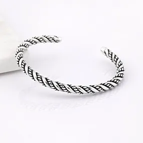 Men's Sterling Silver Twisted Chain Bangle Bracelet