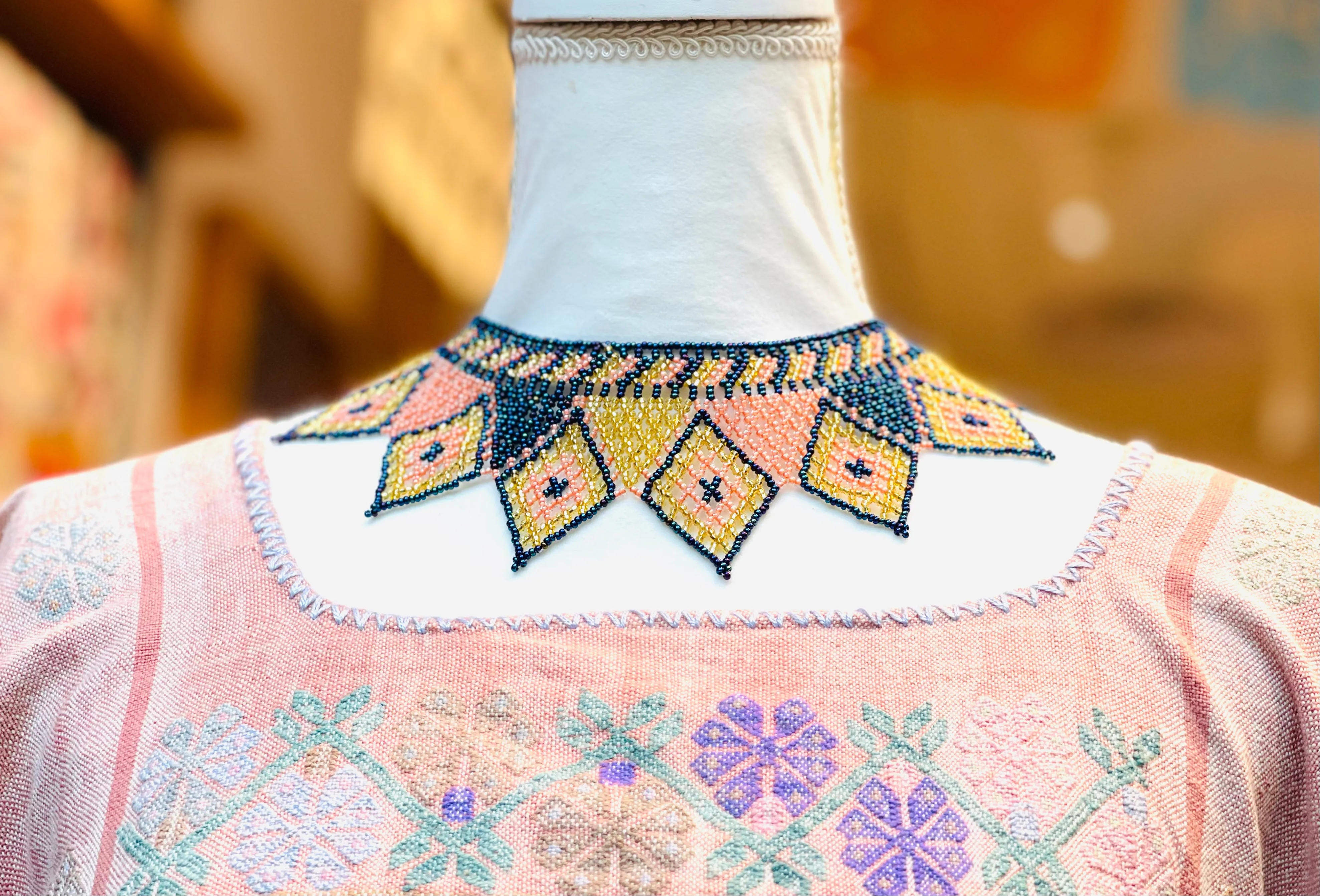 Mexican Beaded "Chaquira" Collar Necklace