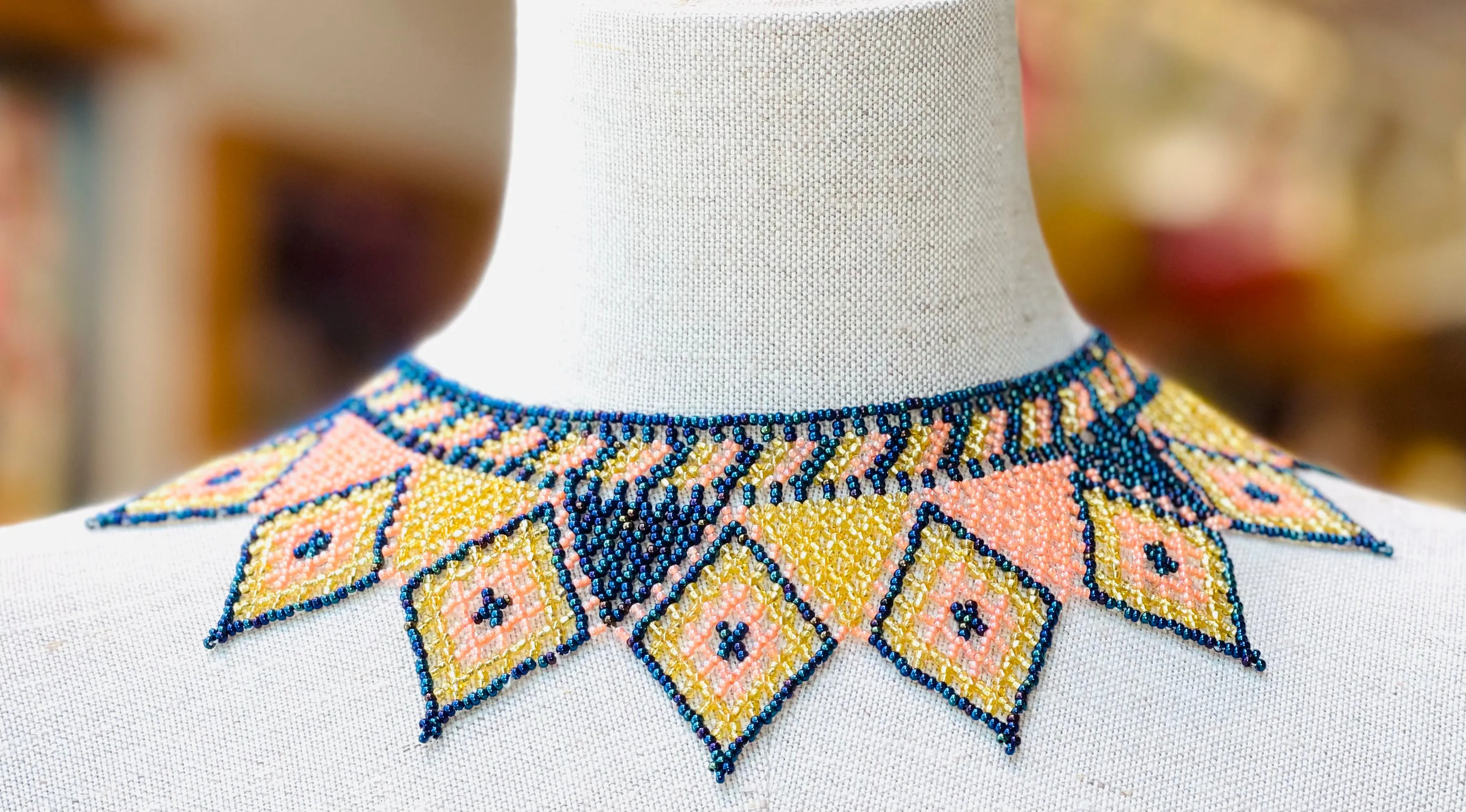 Mexican Beaded "Chaquira" Collar Necklace