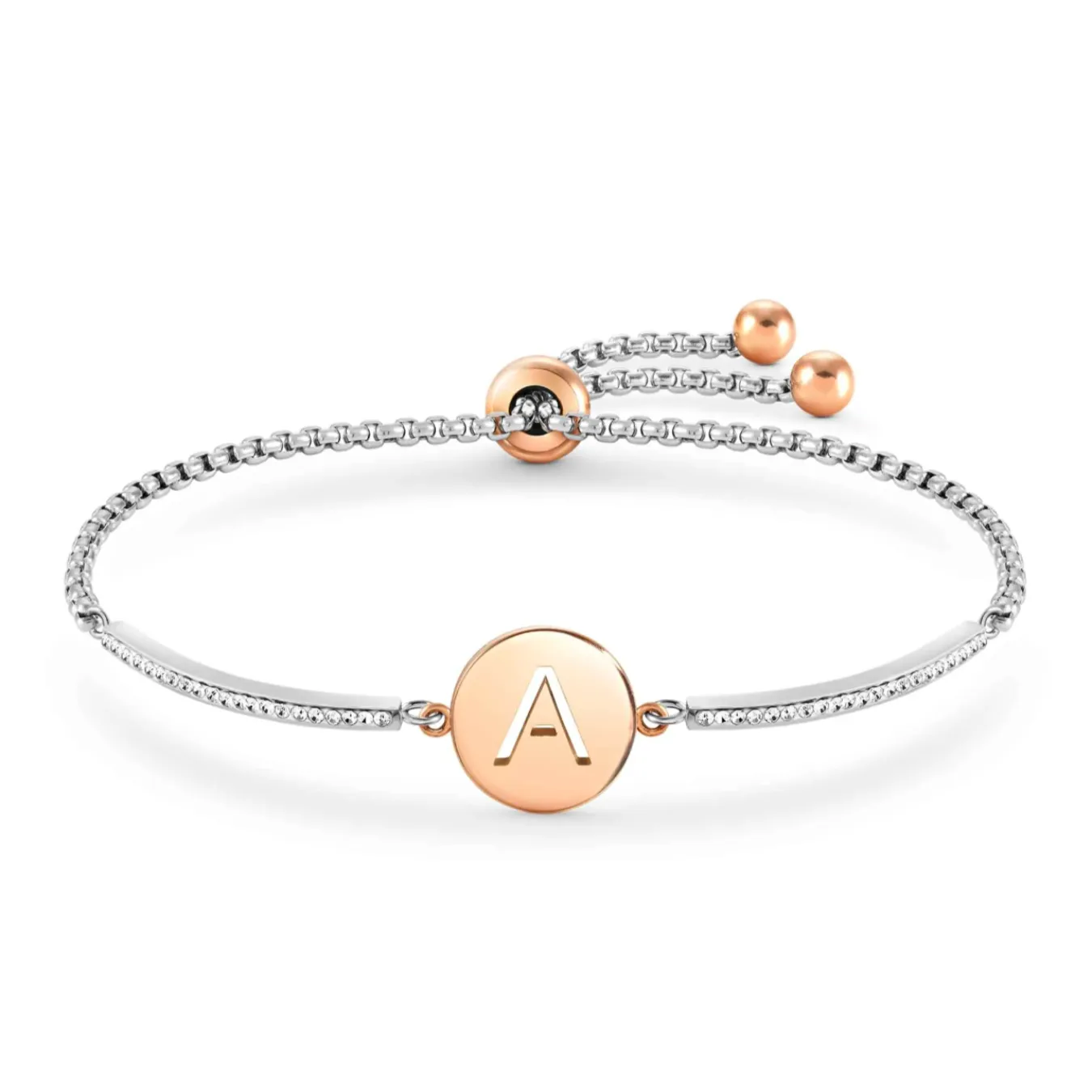 Milleluci Cubic Zirconia Letter Bracelet - Rose Gold