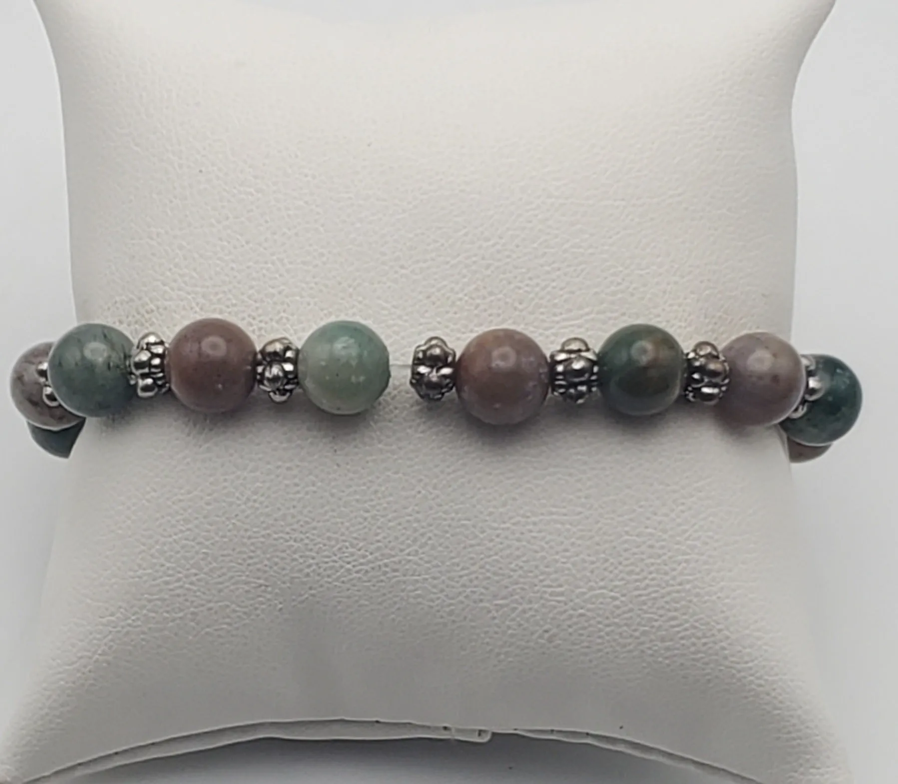 Moss Agate, Ocean Jasper, Agate Beaded Stretch Bracelet