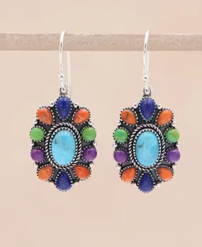 Multicolored Gemstone and Sterling Silver Earrings