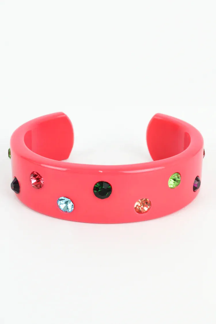 My Doris Chunky Gem Bangle - Flamingo Pink