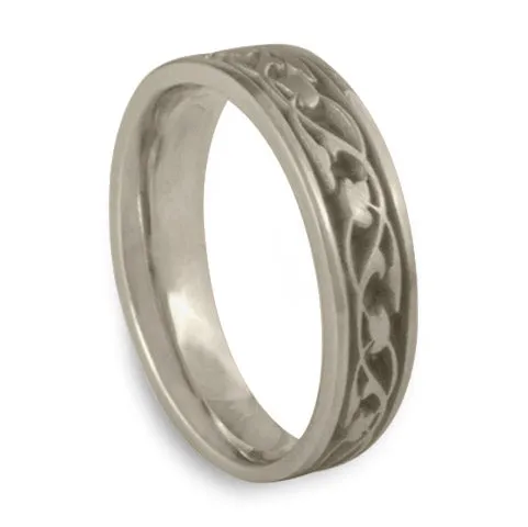 Narrow Tulips and Vines Wedding Ring in Palladium