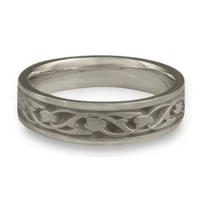 Narrow Tulips and Vines Wedding Ring in Palladium