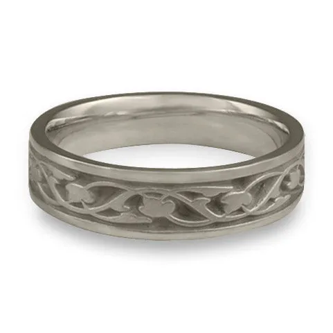 Narrow Tulips and Vines Wedding Ring in Palladium