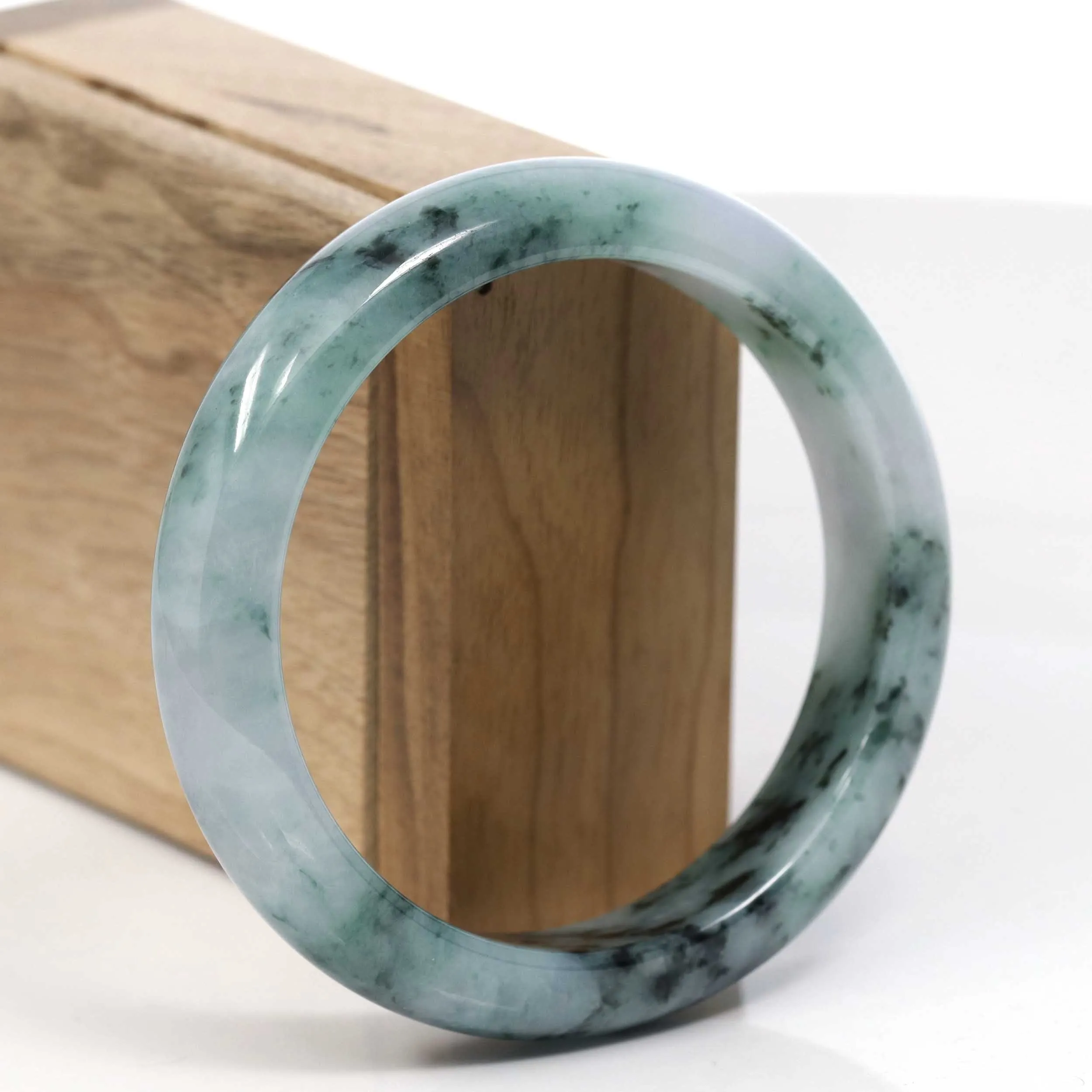 Natural Burmese Blue-green Jadeite Jade Bangle Bracelet (60.07mm)#T030