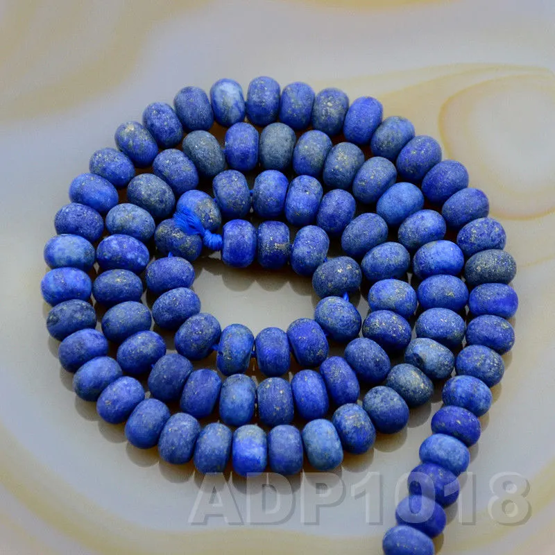 Natural Lapis Lazuli Gemstone Smooth/Matte/Faceted Rondelle Loose Beads on a 15.5" Strand