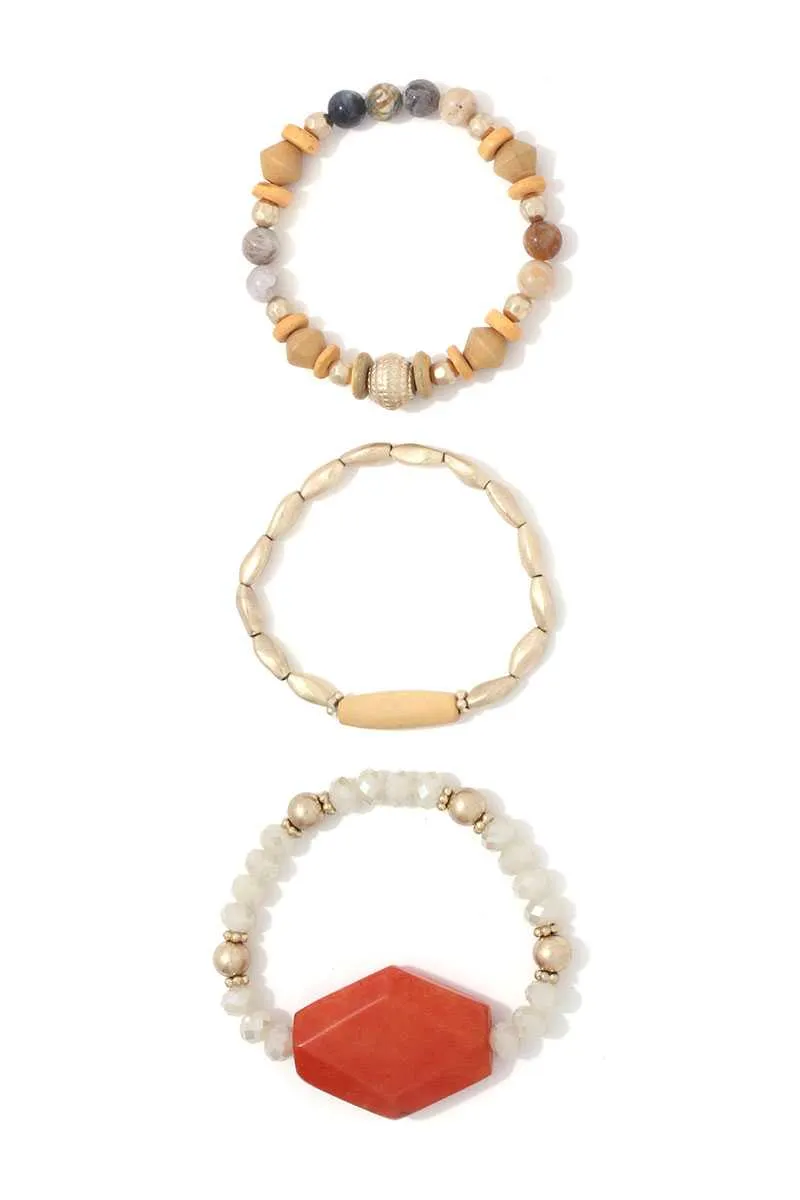 Natural Stone Beaded Stretch Bracelet Set