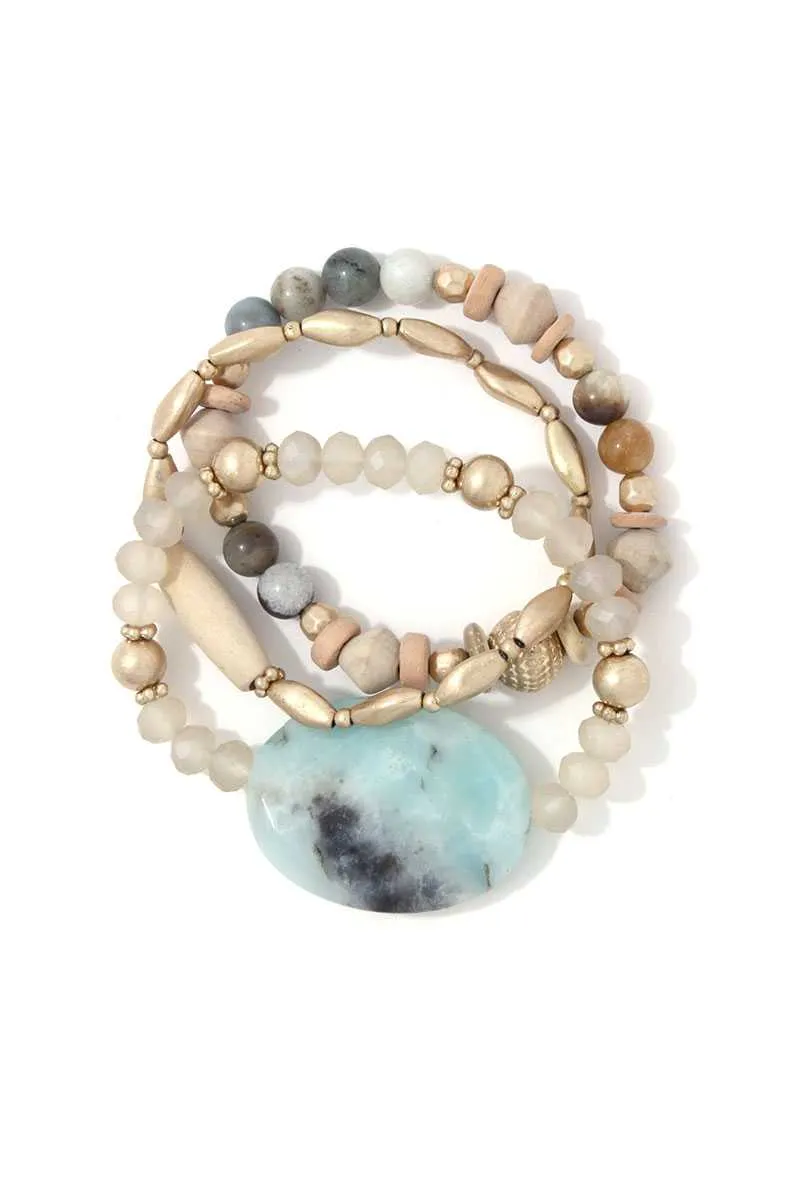 Natural Stone Beaded Stretch Bracelet Set