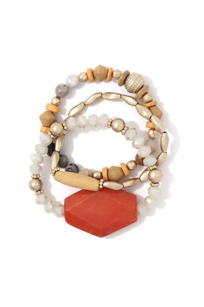 Natural Stone Beaded Stretch Bracelet Set