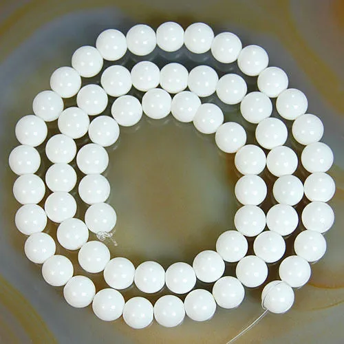 Natural White Coral Gemstone Round Loose Beads on a 15.5" Strand