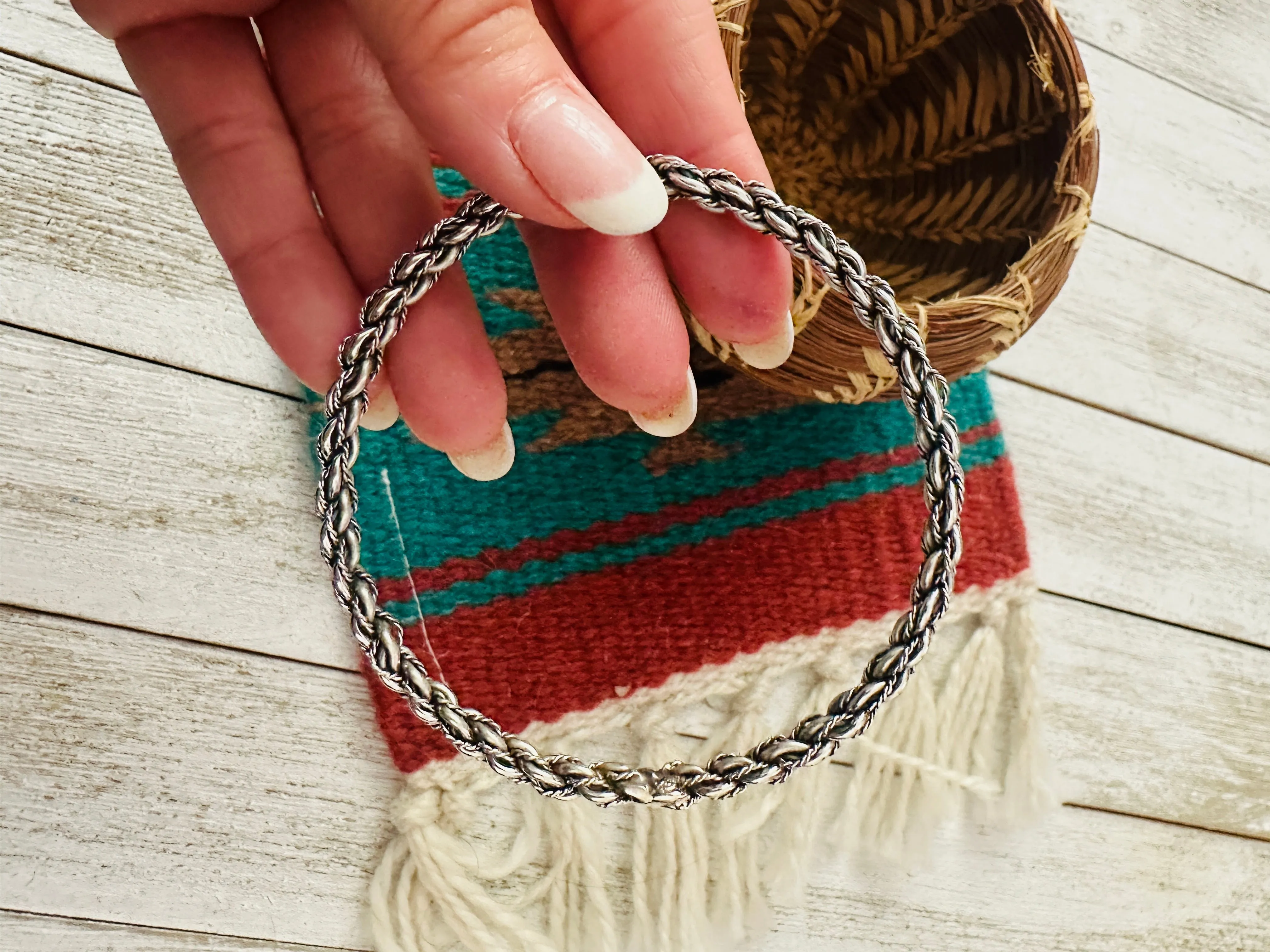 Navajo Twisted Sterling Silver Bangle Bracelet