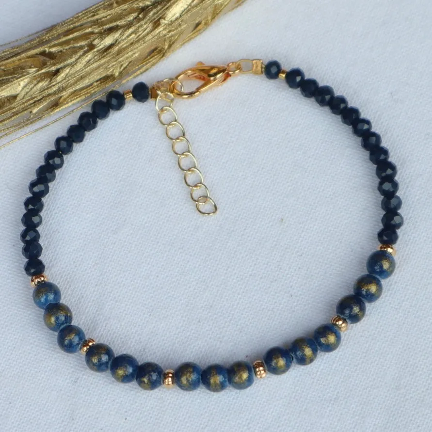 Navy Blue Brushed Gold Bracelet