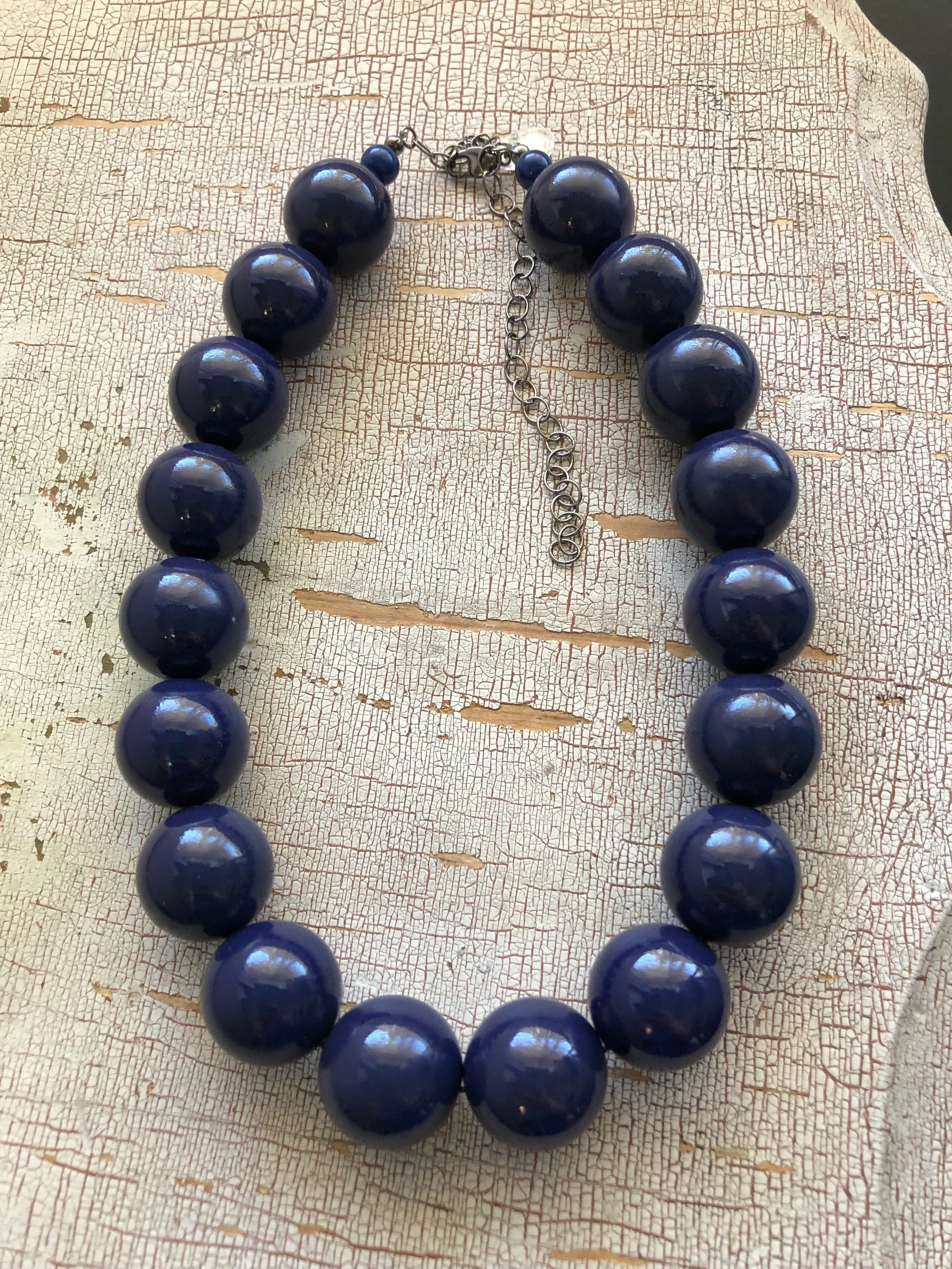 Navy Blue Ombre' Chunky Lucite Marco Necklace *