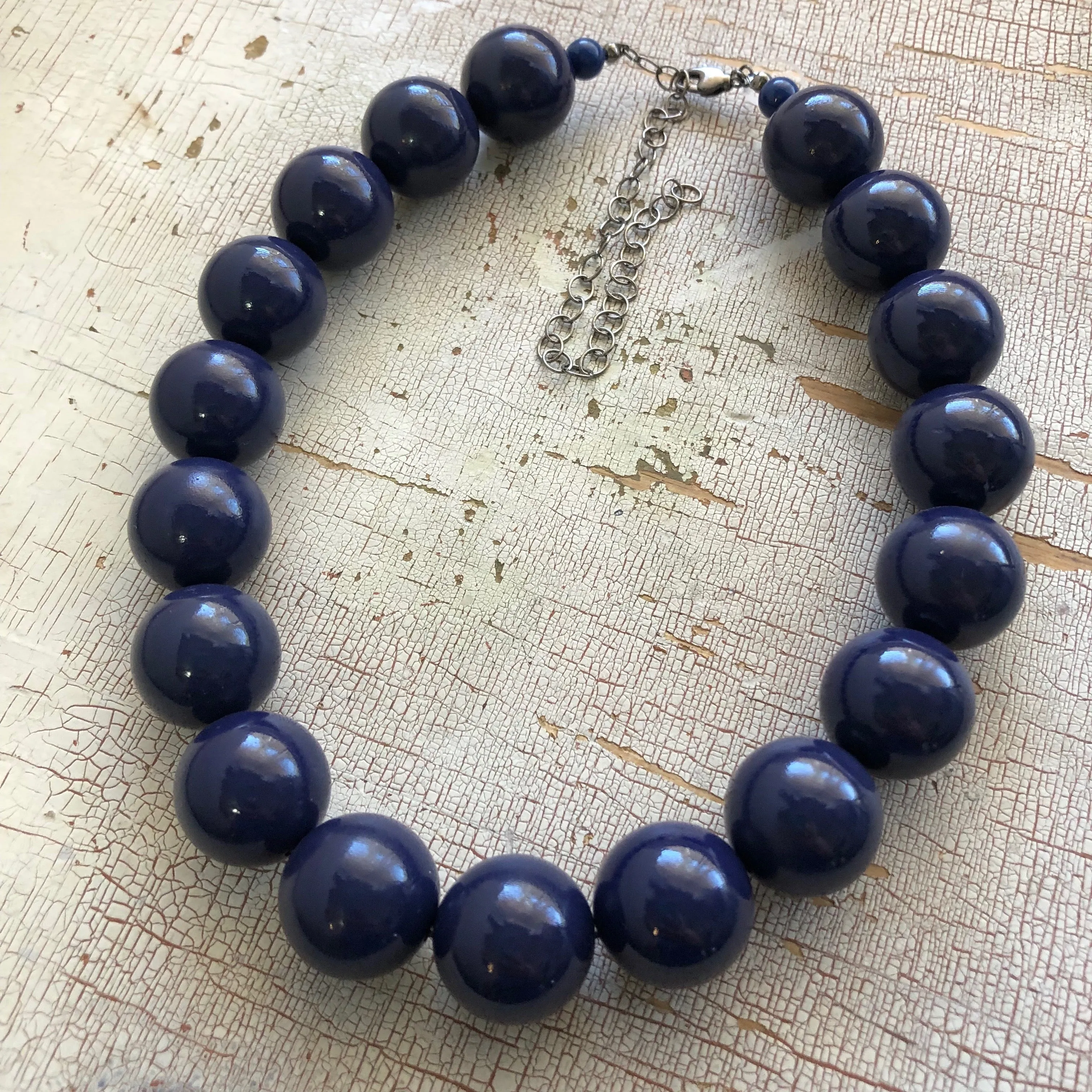 Navy Blue Ombre' Chunky Lucite Marco Necklace *