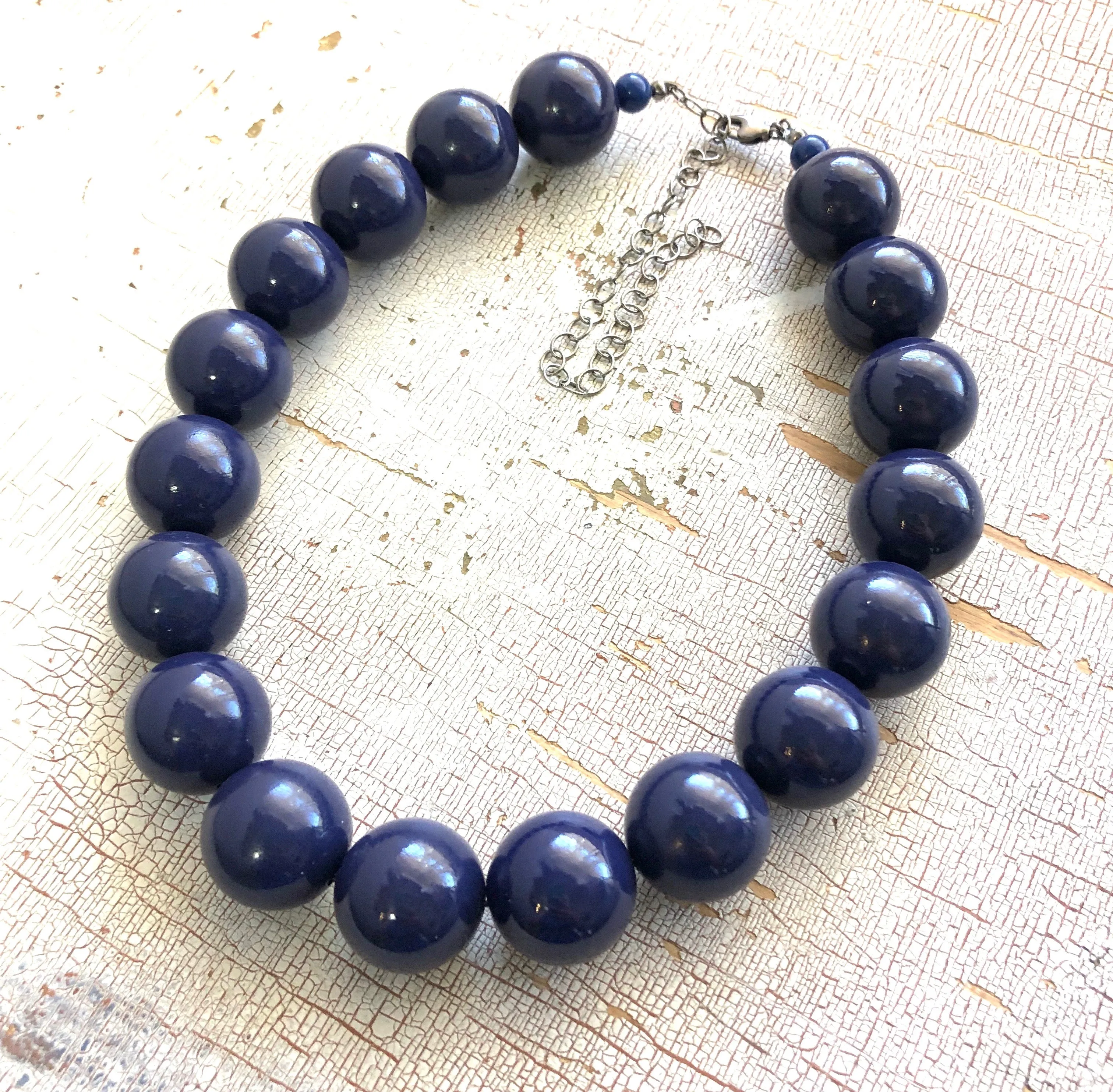 Navy Blue Ombre' Chunky Lucite Marco Necklace *