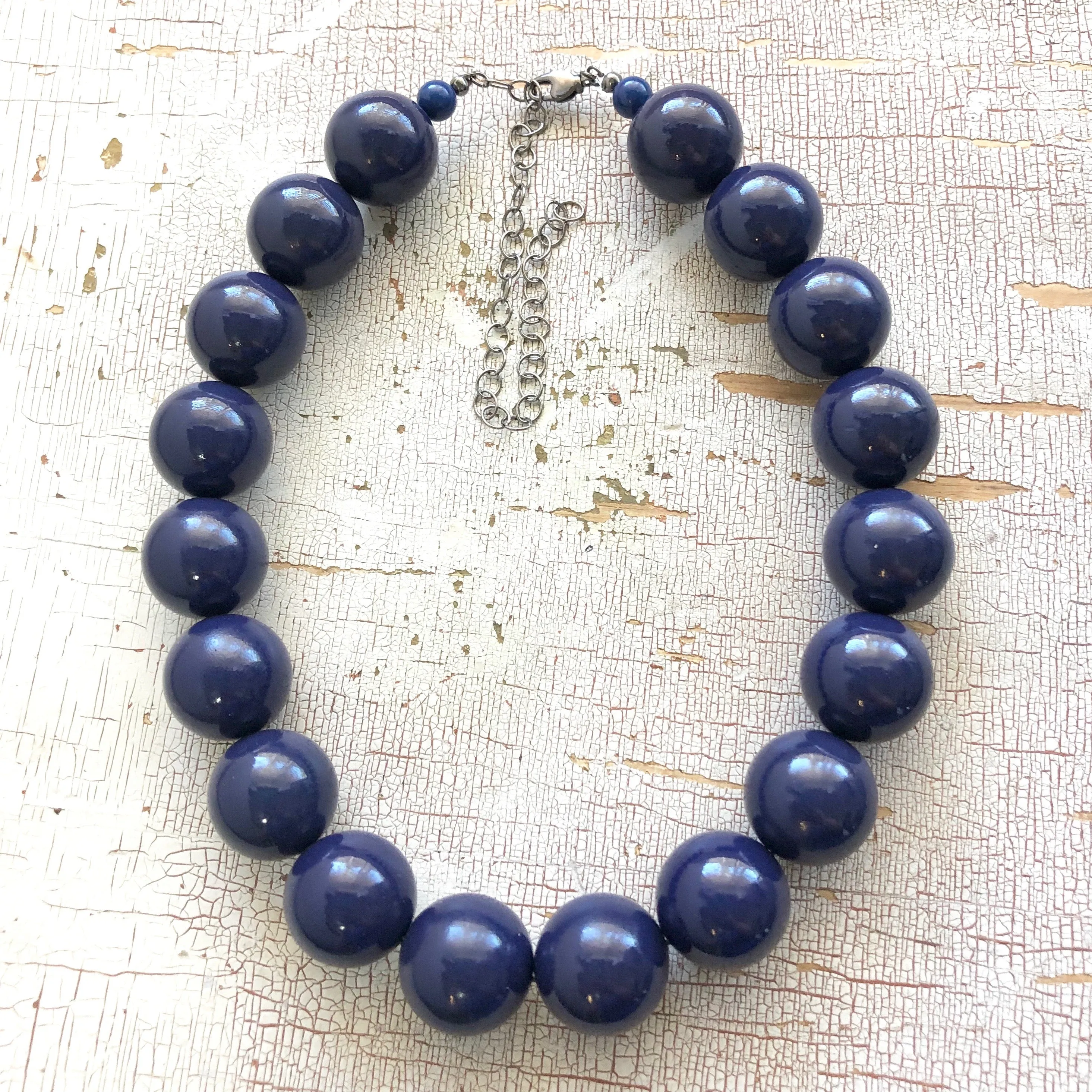 Navy Blue Ombre' Chunky Lucite Marco Necklace *