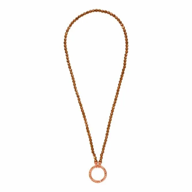 Nikki Lissoni Brown Pyrite 48cm Rose Gold Plated Beaded Necklace N1010RG48