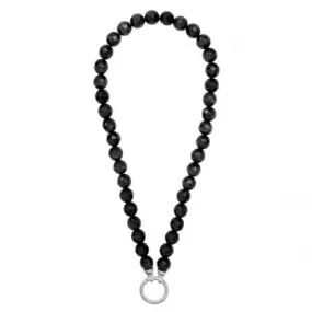 Nikki Lissoni Faceted Black Cats Eye 48cm Silver Beaded Necklace N1000S48