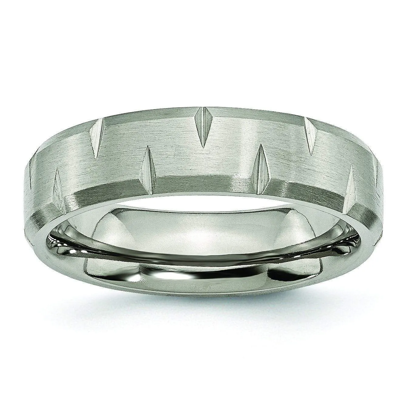 Notched Titanium Ring Matte Finish in 6mm