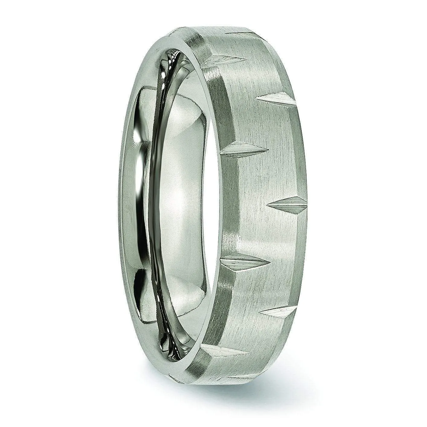 Notched Titanium Ring Matte Finish in 6mm