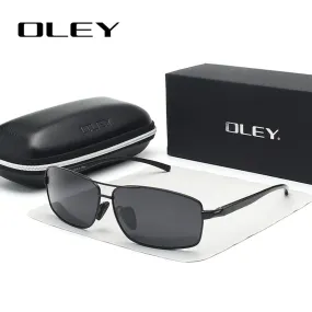 Oley Men Polarized Sunglasses Aluminum Magnesium Driving Glasses Rectangle Shades Y1347