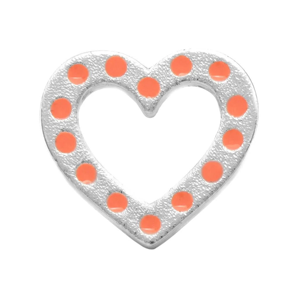 OMG Heart earring 1 pcs silver plated - Orange/Coral