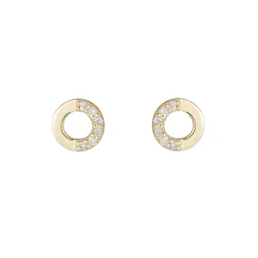 Open Circle Half Pavé Diamond Earrings