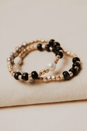 Orion Beaded Bracelet Set in Grey