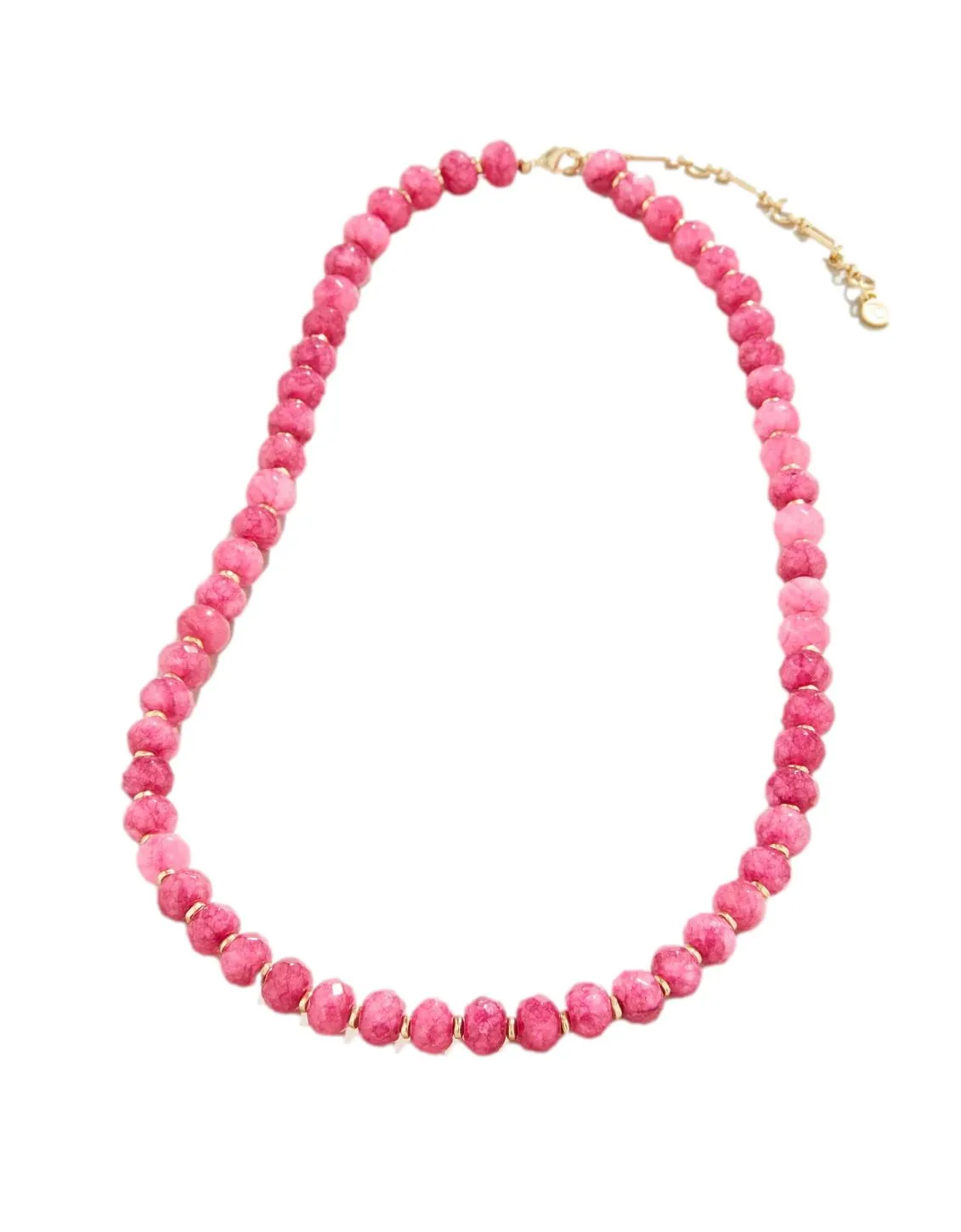 Oval Stone Beaded Necklace - Pink