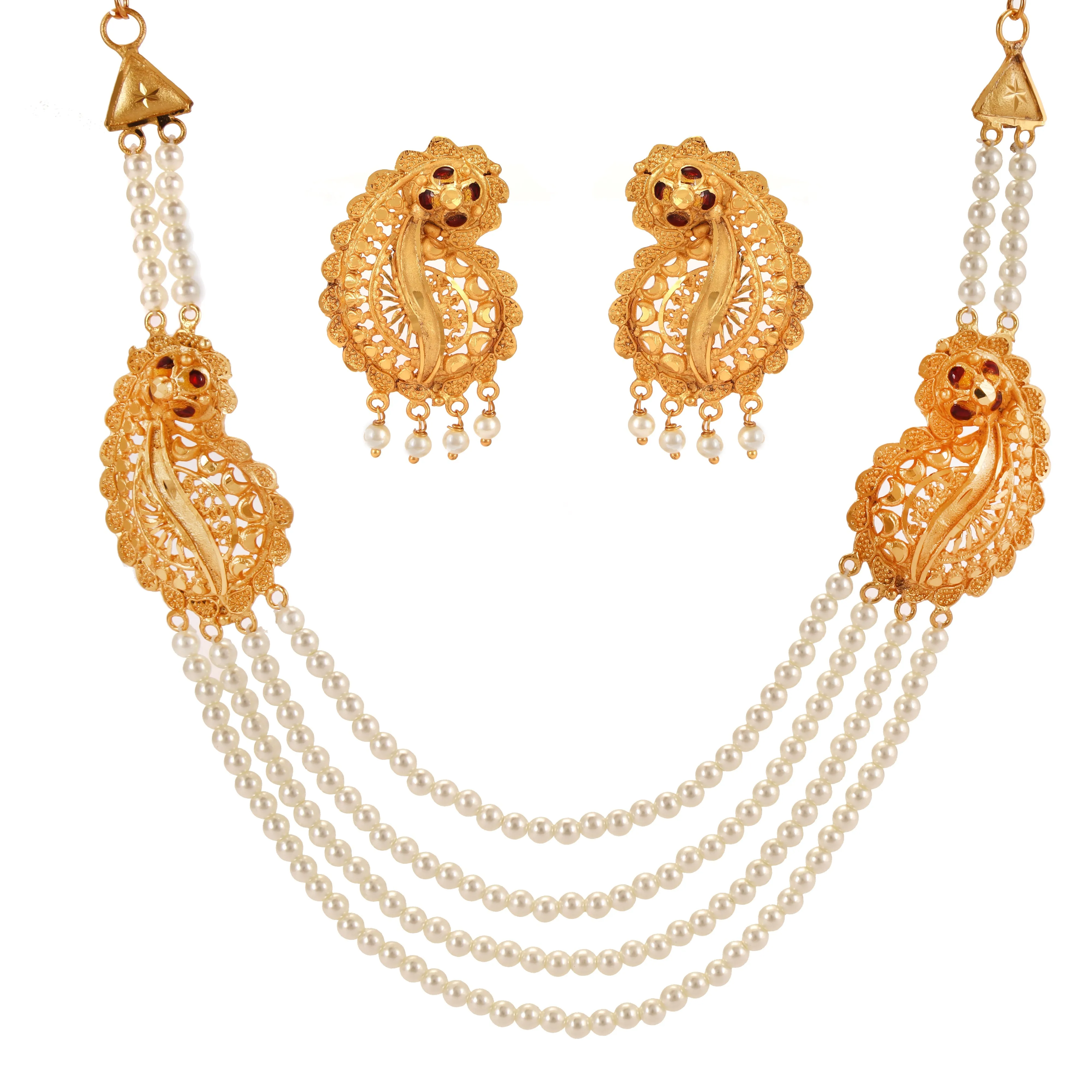 Paisely Beaded Small Ranihar Necklace Set