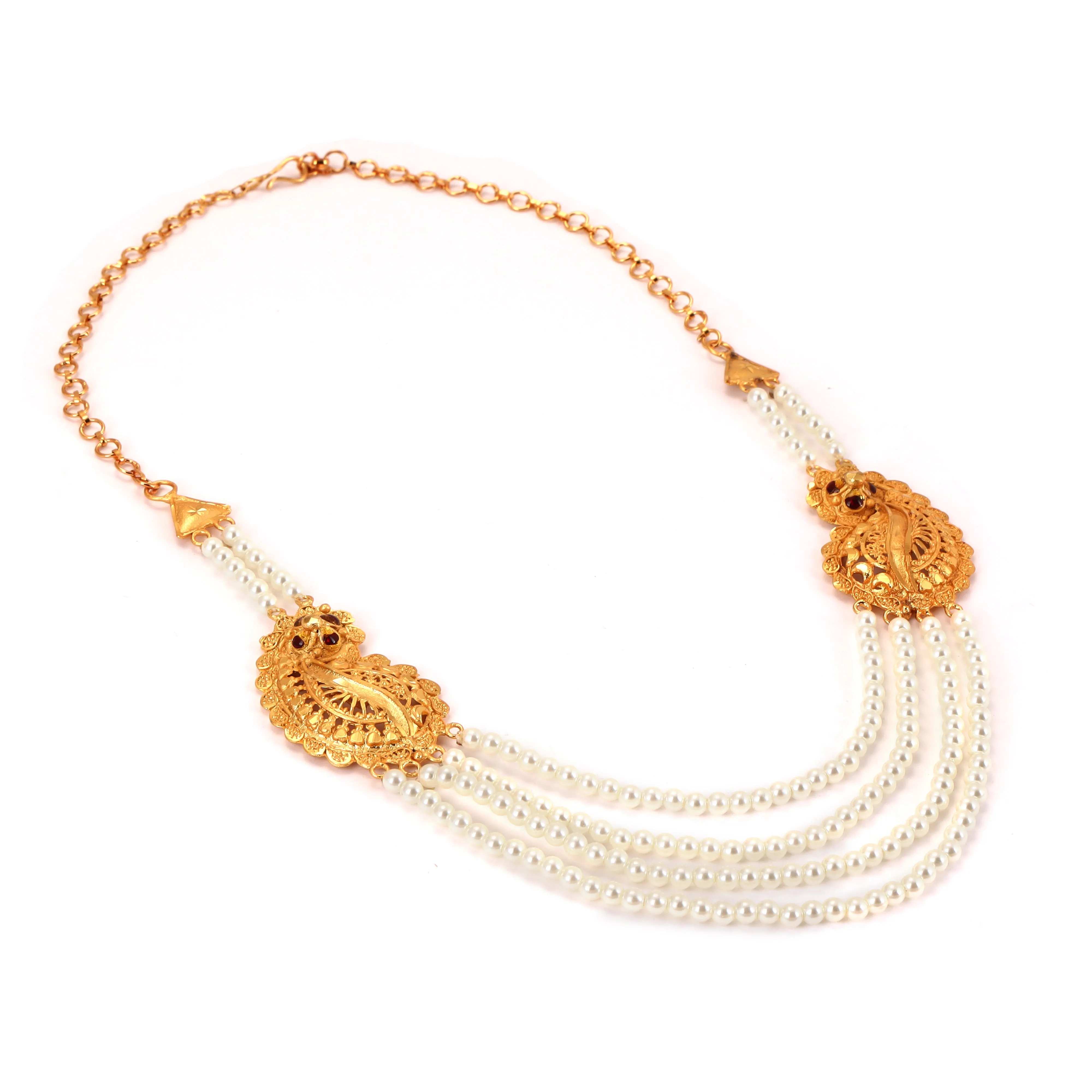 Paisely Beaded Small Ranihar Necklace Set