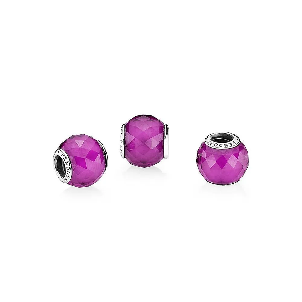 Pandora Abstract silver charm with faceted synthetic ruby #791722SRU