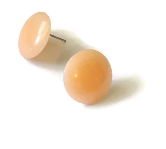 Peach Marbled Disc Stud Earrings