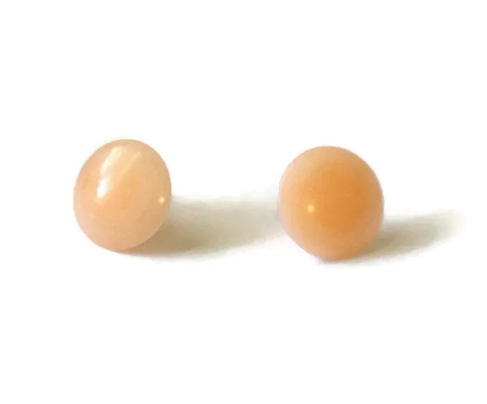 Peach Marbled Disc Stud Earrings