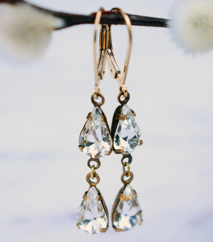 Pear-cut Crystal Droplet Earrings