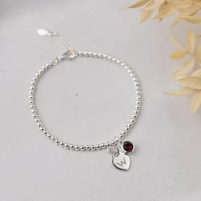 Personalised July Birthstone Bracelet - Ruby Crystal