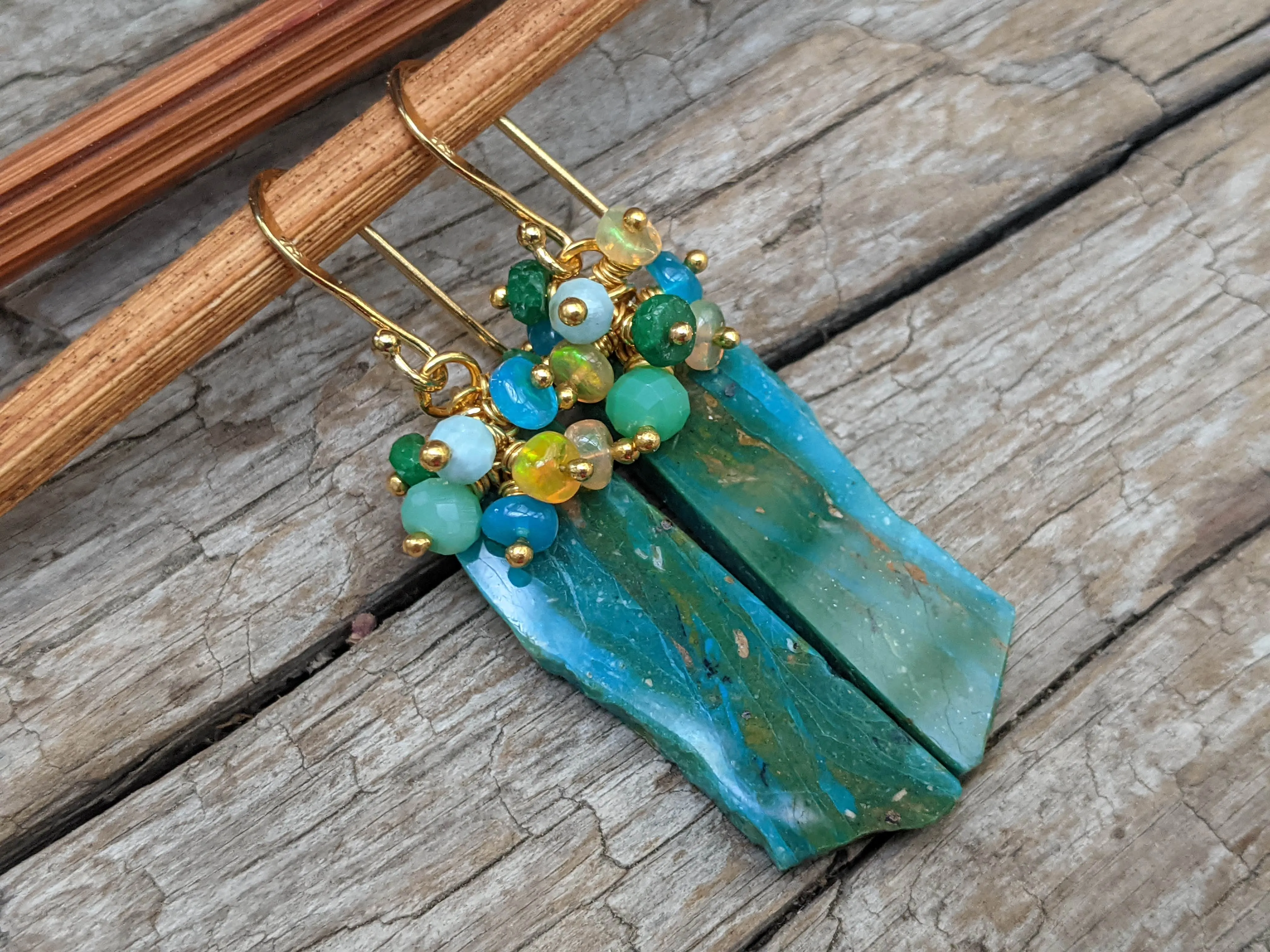 Peruvian Opal Cluster Earrings