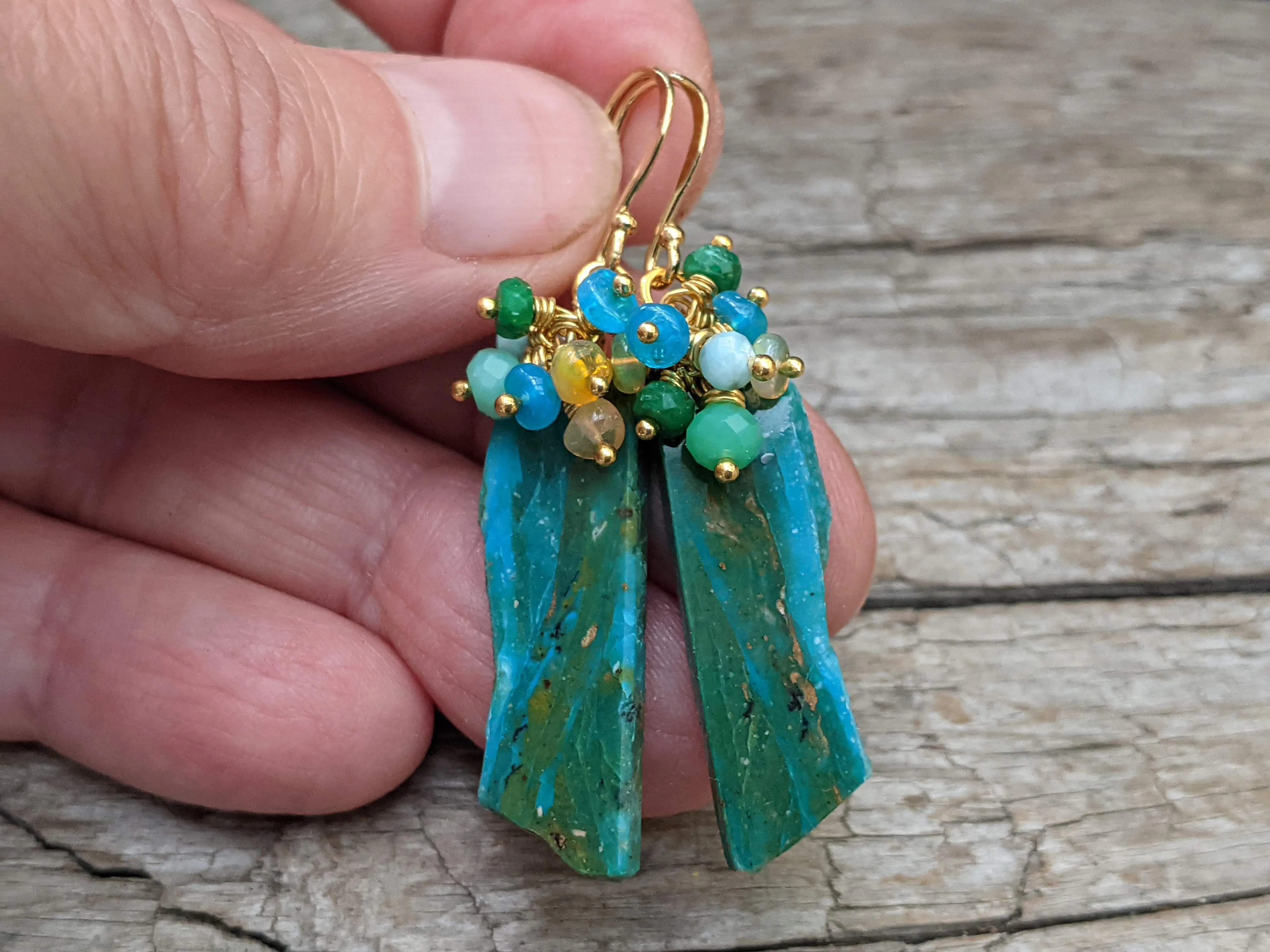 Peruvian Opal Cluster Earrings