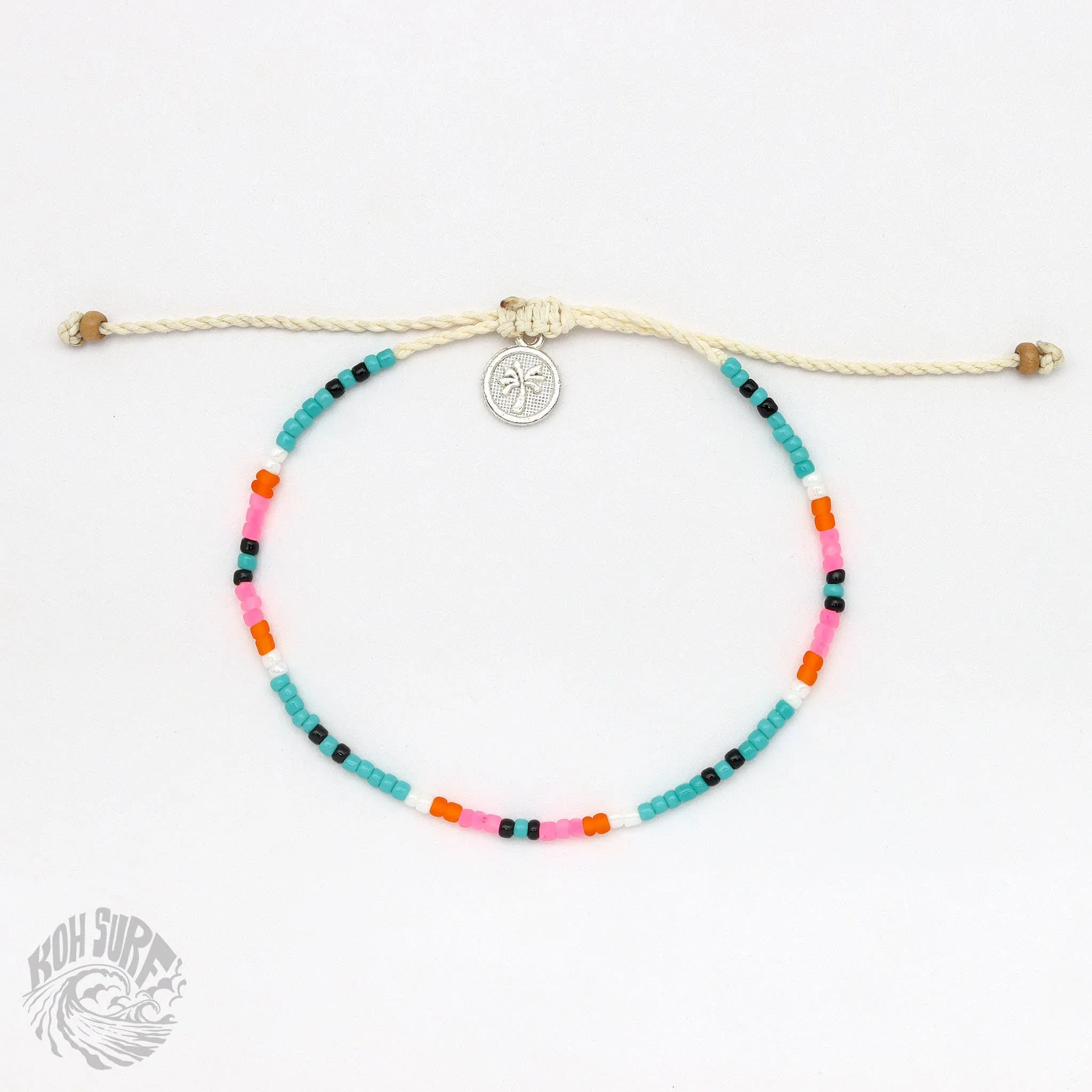 Pineapple Island -  Alila Dainty Beaded Bracelet, Surf Jewelry by Koh Surf: Pink